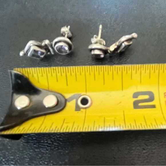 VTG Sterling Amethyst Post Earrings - Picture 3 of 3